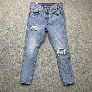 Levis 501 Jeans Womens 28 Premium Big E Button Fly Distressed Tapered Denim
